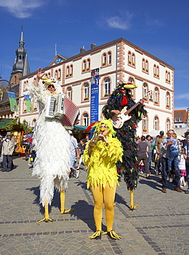 Easter market at St. Wendel with the band Trio Grande - Die Huehner, Saarland, Germany, Europe