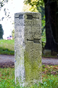 Old stone signpost, Harz, Saxony-Anhalt, Germany