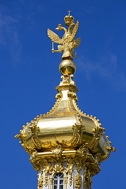 Golden dome at Peterhof Palace, St. Petersburg, Russia, Europe