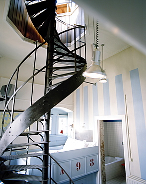 Big Tower room with stairs leading into the tower, Hotel New York, Kop van Zuid, Rotterdam, Netherlands