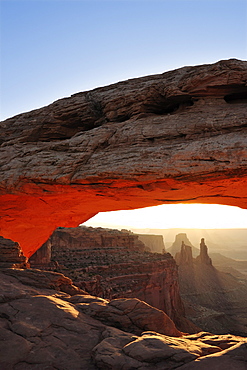 Sunrise at Mesa Arch, Island in the Sky, Canyonlands National Park, Moab, Utah, Southwest, USA, America