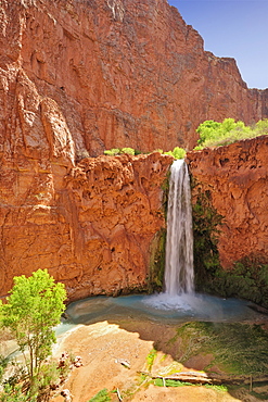 Waterfall Mooney Fall, Havasu, Supai, Grand Canyon, Grand Canyon National Park, UNESCO World Heritage Site Grand Canyon, Arizona, Southwest, USA, America