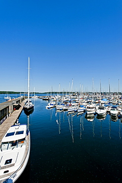 view to the marina of Flensburg, Flensburg Fjord, Baltic Sea, Schleswig-Holstein, Germany