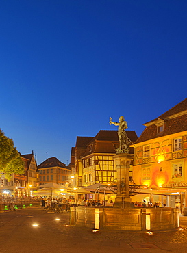 Schwendi well in the evening, Colmar, Alsace, France, Europe