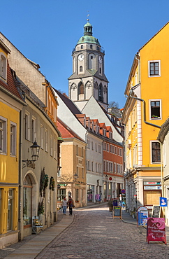 Alley with Church of Our Lady, Meissen, Saxony, Germany, Europe