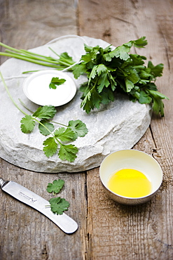 Fresh coriander, cilantro, herbs, Homegrown