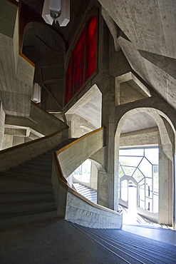 Staircase in the Goetheanum, Architect Rudolf Steiner, world center for the anthroposophical movement, Dornach, Kanton Solothurn, Switzerland, Europe