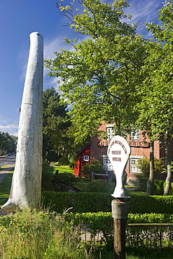 Frisian museum behind some trees, Wyk, Foehr, North Frisian Islands, Schleswig-Holstein, Germany, Europe