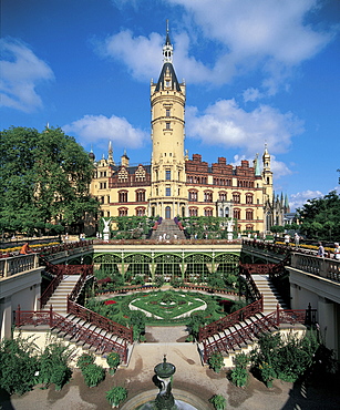 View of Schwerin castle and orangery, Schwerin, Mecklenburg Western Pomerania, Germany, Europe