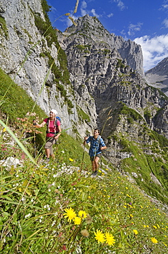 Ascent via Klamml to Gruttenhuette, Ellmauer Halt, Wilder Kaiser, Tyrol, Austria