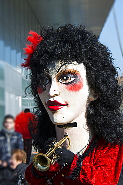 Carnival procession and colourful costumes, Carnival of Basel, canton of Basel, Switzerland