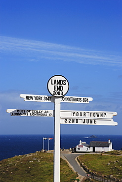 Signpost at Land's End, Penwith peninsula, Cornwall, England, United Kingdom