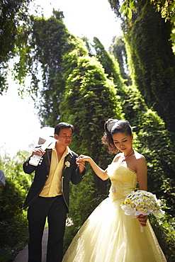 Bridal couple, Xeo Quit jungle, Viet Cong Warfare open-air museum, Cao Lanh, Dong Thap, Vietnam