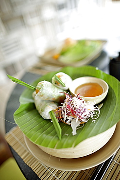 Fresh springrolls in rice paper, Dat Doc Beach, Con Dao Island, Con Dao National Park, Ba Ria-Vung Tau Province, Vietnam