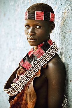 Young woman from the Hamar tribe, Turmi, Omo valley, South Ethiopia, Africa