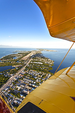 Aerial view of the islands of Florida Keys seen from a biplane, Florida, USA