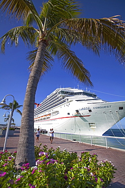 Luxury Cruise ship docked at the port of Key West, Florida Keys, Florida, USA