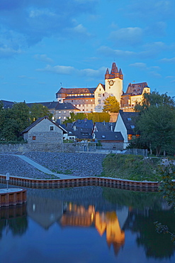 Diez castle at night, Diez an der Lahn, Westerwald, Rhineland-Palatinate, Germany, Europe