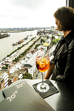 Bar 20up at the Empire Riverside Hotel at the Reeperbahn Hamburg with view to the harbour, Hamburg, Germany