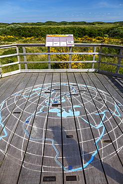 Otto Leege nature trail, bird migration map, Juist Island, Nationalpark, North Sea, East Frisian Islands, East Frisia, Lower Saxony, Germany, Europe