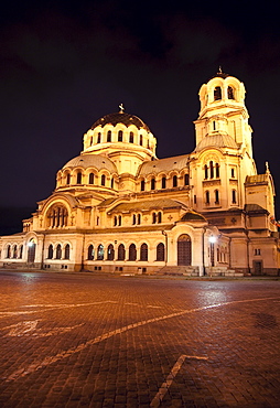 Alexander Nevsky Cathedral at night, Sofia, Bulgaria