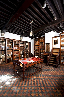 The small library in the Plantin-Moretus House-Workshops-Museum, Antwerp, Belgium