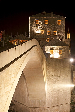 Old Bridge (Stari Most) over the Neretva River at night, Mostar, Herzegovina-Neretva, Bosnia & Herzegovina