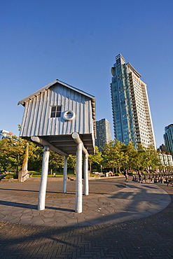 LightShed, sculpture by Liz Magor in Coal Harbour, Vancouver, British Columbia, Canada