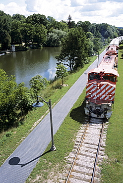 Freight Train passing Speed River, Guelph, Ontario