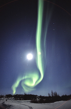 Full Moon with Aurora in Yellowknife, NWT