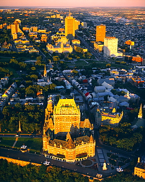 Aerial view of City at Sunrise, Quebec City, Quebec
