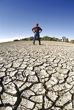 Farmer on land affected by Drought, Red River Valley, Manitoba