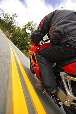 Motorcycle in Action, Laurentides Region, Quebec