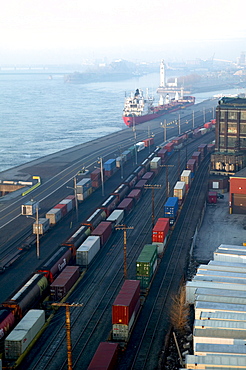 Freight Trains along the Old Port, Montreal, Quebec