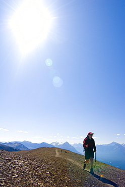 Woman Hiking on the Skyline Trail, Jasper National Park, Alberta