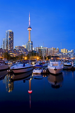 Harbourfront marina west at dusk, Toronto, Ontario