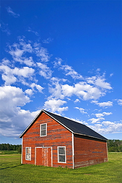 Red Barn in the historic Icelandic settlement of Hecla Village, Hecla Island Provincial Park, Manitoba