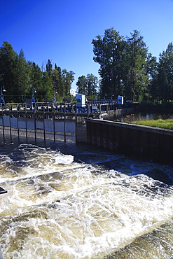 Fulton River Sockeye Salmon spawning enhancement facility, the largest of its kind in the world, Babine River, near Granisle, British Columbia