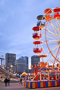 Carnival at The Forks, Portage and Main in the background, Winnipeg, Manitoba