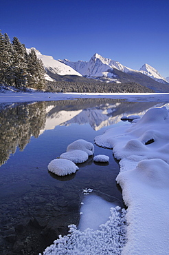 Maligne Lake in winter, Jasper National Park, Alberta