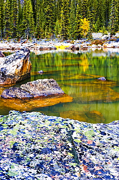 Quartzite Boulder Pile and Pond, Jasper National Park, Alberta