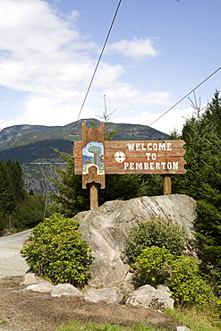 Pemberton welcome sign, Pemberton, British Columbia