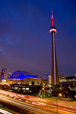 Gardiner Expressway and CN Tower at Night, Toronto, Ontario