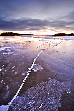 Ice forming on the Red River, near East Selkirk, north of Winnipeg, Manitoba