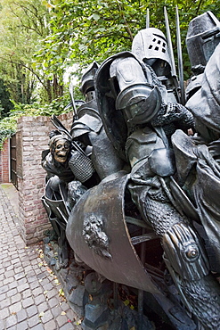 Sculpture depicting the Worringen Battle Dusseldorf, North Rhine-Westphalia, Germany
