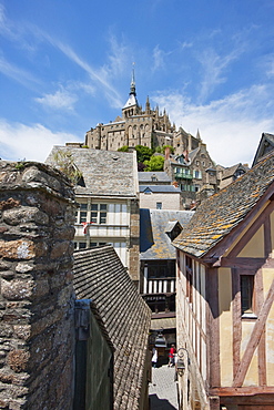 Houses in the fortified village and Abbey of Mont-Saint-Michel, France