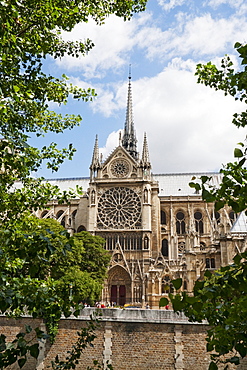 Notre Dame de Paris Cathedral, as seen from the Left Bank of the Seine, Paris, France