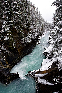 Numa Falls with snow, Kootenay National Park, British Columbia, Canada