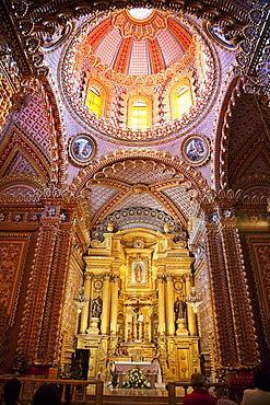 Interior of the Guadalupe Sanctuary, Morelia, Michoacun, Mexico