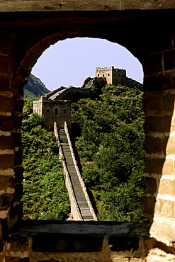 China, Mu Tian Yu, The Great Wall of China, overview of meandering wall from above